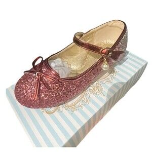 Girls Kids Flat Dress Shoes Sz 34 Princess Shoes Wedding Party Butterfly Shoes